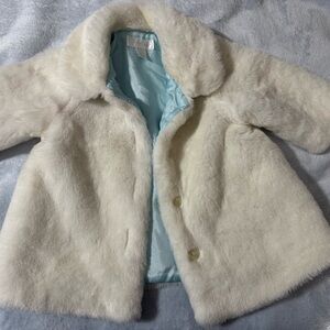 GAP Kids white  Faux Fur Pea Coat